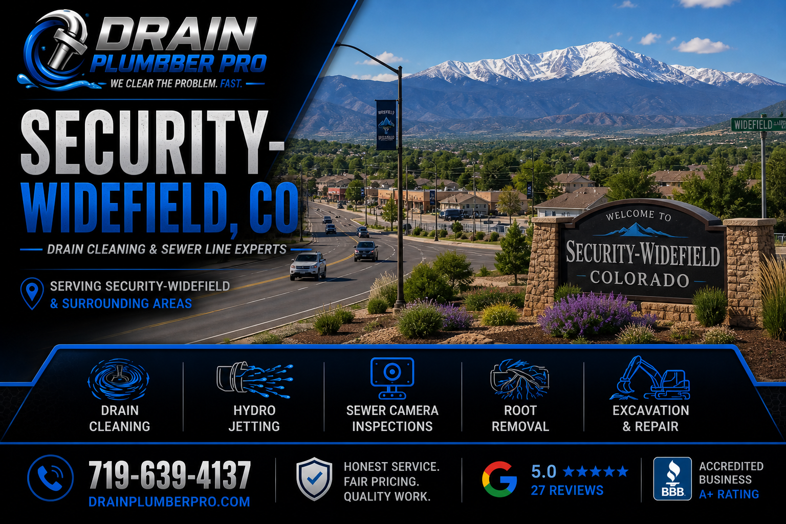 Drain cleaning in Security-Widefield, CO
